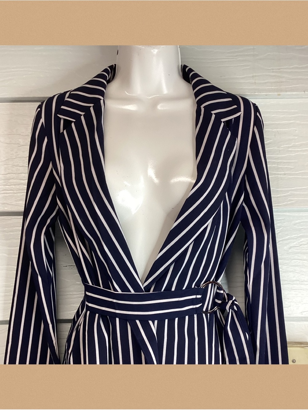 Have Navy and White Striped Wrap Blazer (rack)